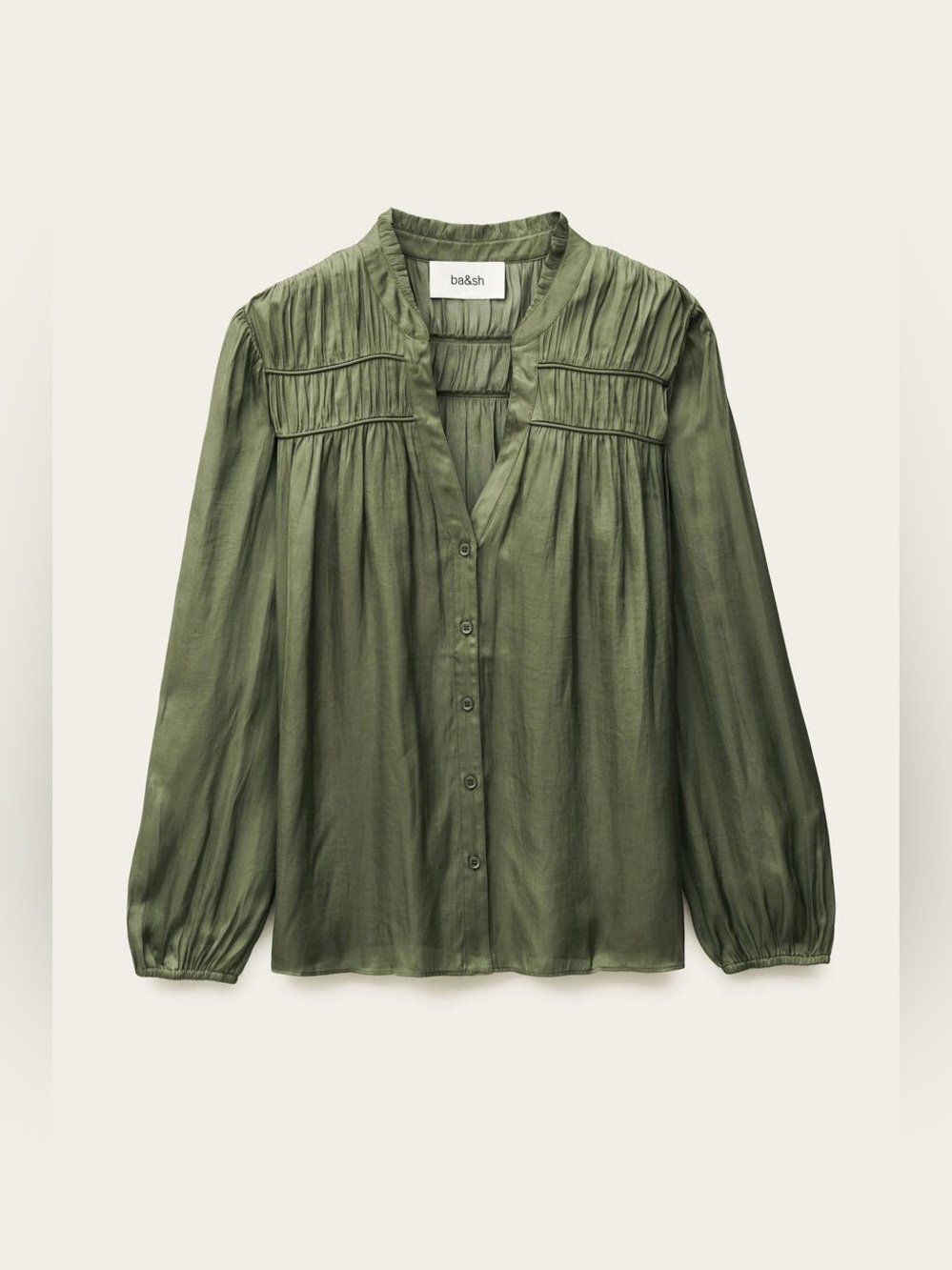 Ba&sh Cessia Long Sleeve Blouse in Green